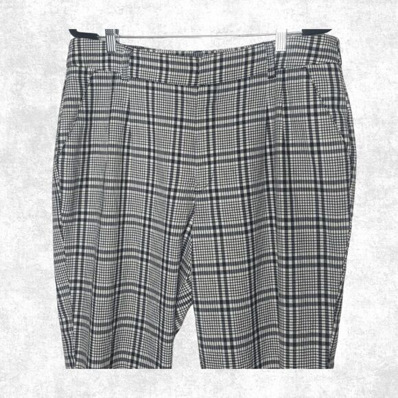 Abercrombie & Fitch Black White Plaid Trousers - Size XL - High Rise Slim Fit Pa - Picture 5 of 7
